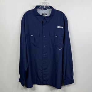 Habitat Men's Blue Long Sleeve Fishing Shirt Size XL Vented Breathable Hiking